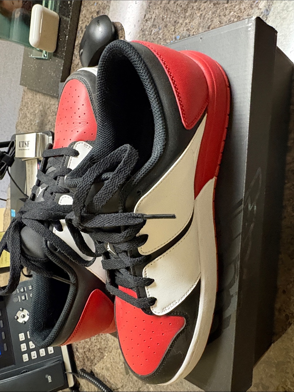 Jordan Men's Low-Top Sneakers in Red, Black, and White